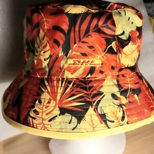DHL Reversible Floral Hawaiian Bucket Hat  Red Yellow  Unisex OSFM